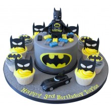 Bat and Bricks Cake and Cupcakes