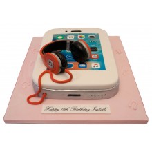 Phone Pink Headphones Birthday Cake