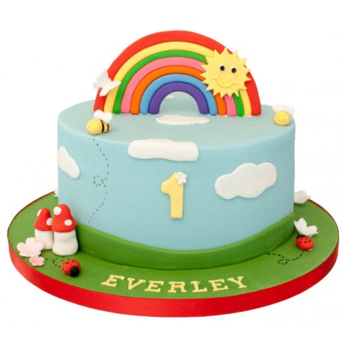 Rainbow 1st Birthday Cake