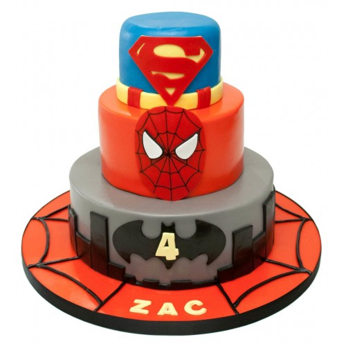 Superman Spiderman Batman Cake