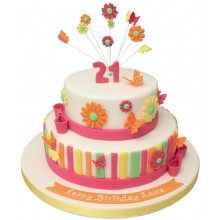 Daisy Butterfly 21st Birthday Cake