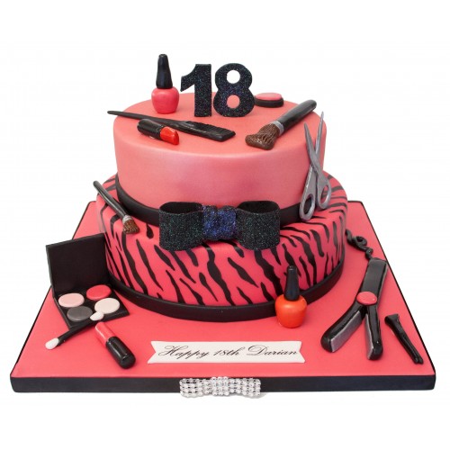 Makeup Pink Birthday Cake
