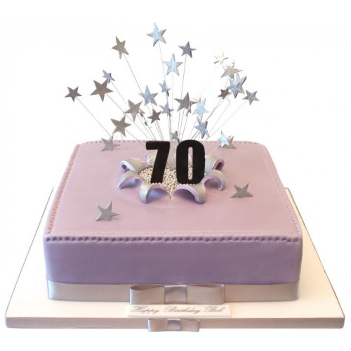70th Large Square Birthday Cake