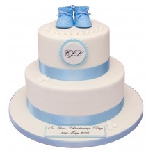 Blue Booties Christening Cake
