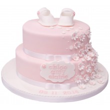 Pink Shoes 2 Tier Christening Cake