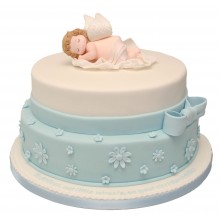 Sleeping Baby 2 Tier Christening Cake