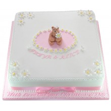 Teddy Bear Daisy Christening Cake