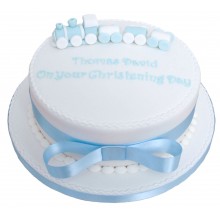 Train christening round cake
