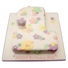Flowers 1 Numbers Cake