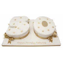 Gold Stars 50 Numbers Cake