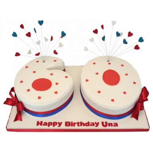 Red White And Blue 60 Numbers Cake