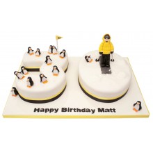 Skier Penguins 30 Numbers Cake