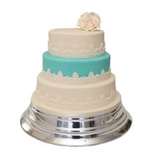 Blue & White Rose 3 Tier Wedding Cake