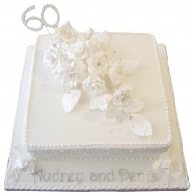 Anniversary 60th White Rose Cake