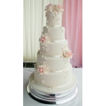 Pink Rose 5 Tier Wedding Cake