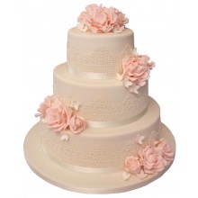 Pink Rose Wedding Cake